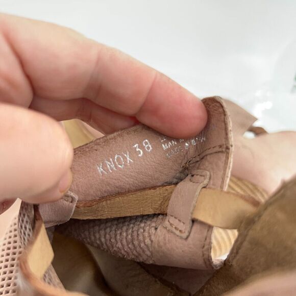 Miz Mooz Knox Sandal Women 38 8 Blush Pink Leather Wedge Boho Open Toe Bootie - Picture 16 of 16